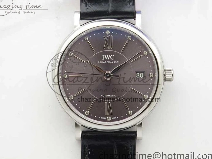MIROTIME 0501 Portofino 37mm SS V7F 1:1 Best Edition Gray Dial on Black Leather Strap A Practical 7094